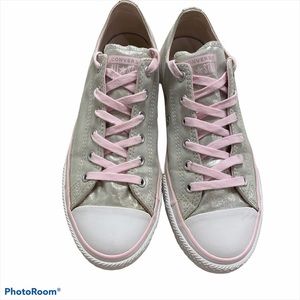 COPY - Converse Shimmer Silver metallic w/ pink s…